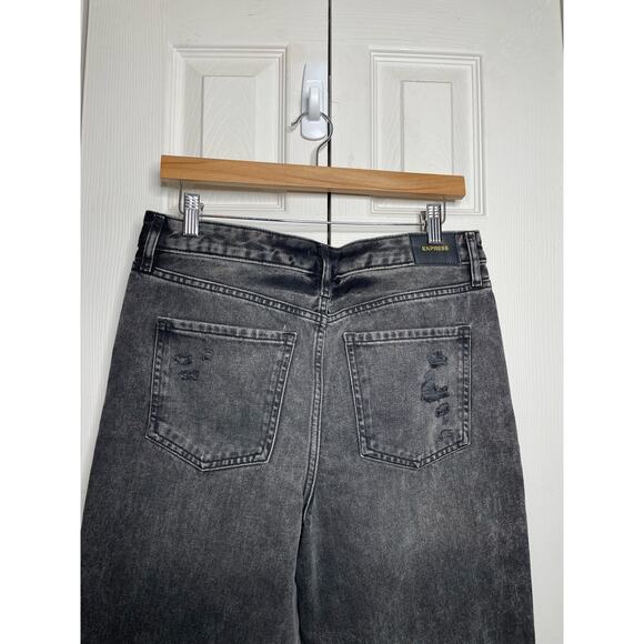 NEW Express 90s Ankle Boot Mid Rise Denim Jeans Black Gray DIstressed 6 Short - Picture 7 of 7